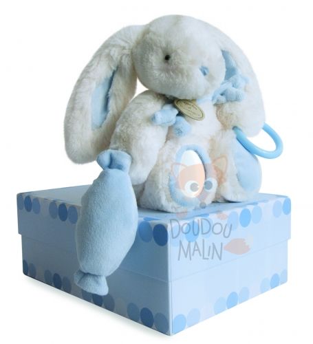  lapin bonbon pantin dactivité blanc bleu hochet 